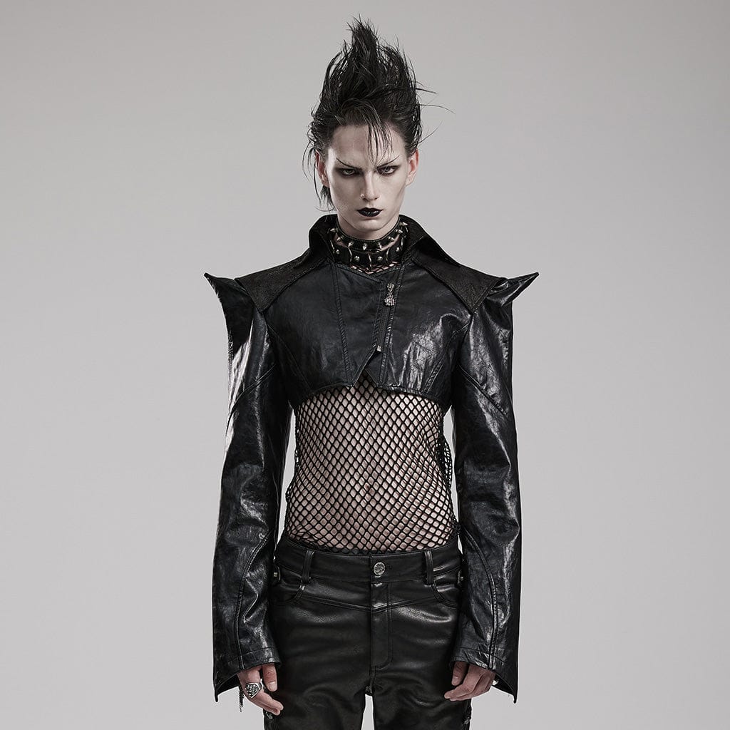 Punk Rave Womens Cyberpunk Techno Gothic Top T Shirt Black Velvet Flocked  Mesh