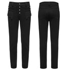 PUNK RAVE Men's Punk Skull Bat‑wing Flap Decor Slim Fit Trousers