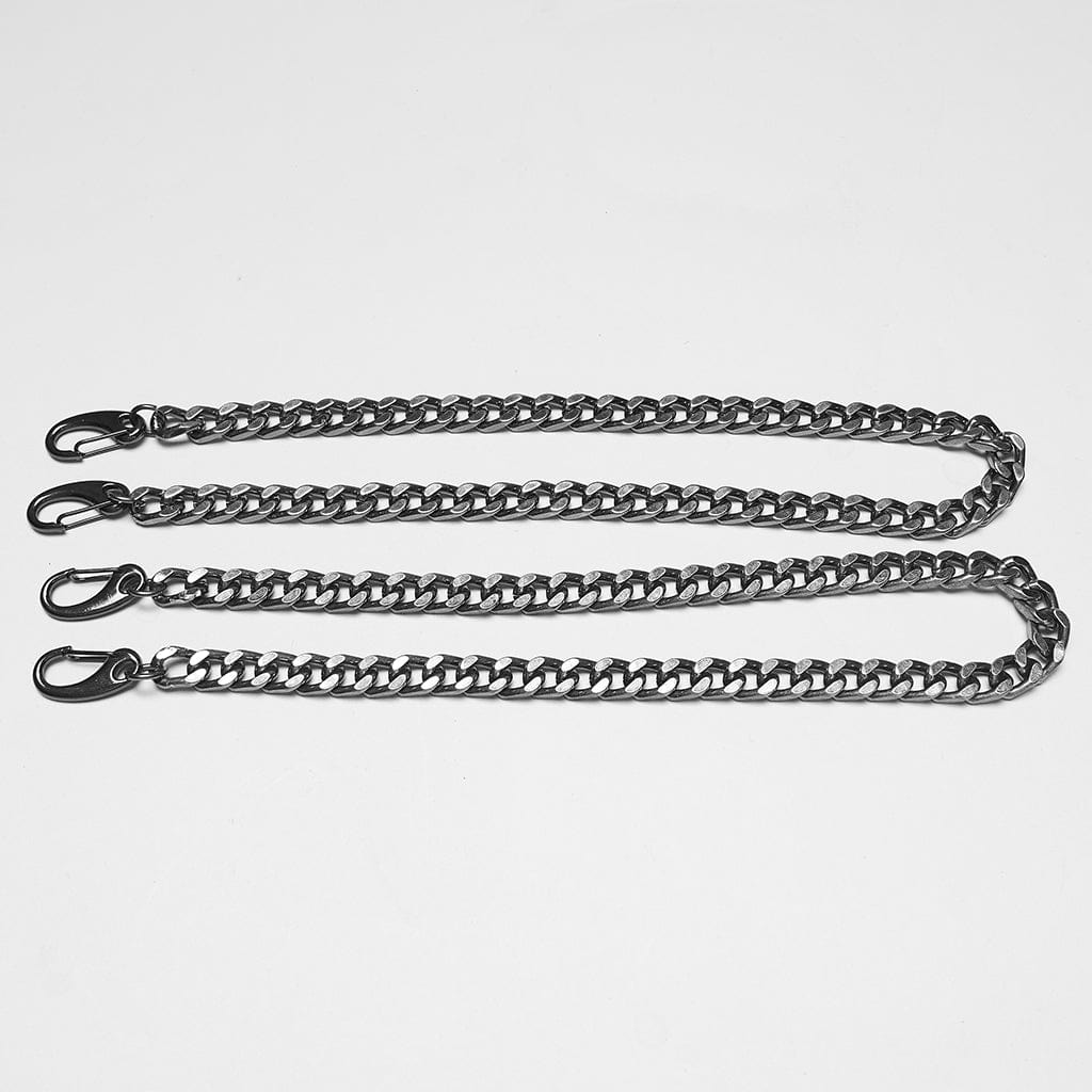 PUNK RAVE Imbracatura da uomo in similpelle con fibbia a forma di teschio punk e catene staccabili