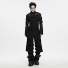 PUNK RAVE Men's Punk Skull Button Raw Edge Loose Pants with Detachable Leg Sleeve