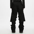 PUNK RAVE Men's Punk Skull Button Raw Edge Loose Pants with Detachable Leg Sleeve