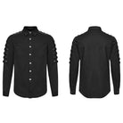 PUNK RAVE Men's Punk Skull Embossed Button Turn-down Collar Long Sleeve Shirt