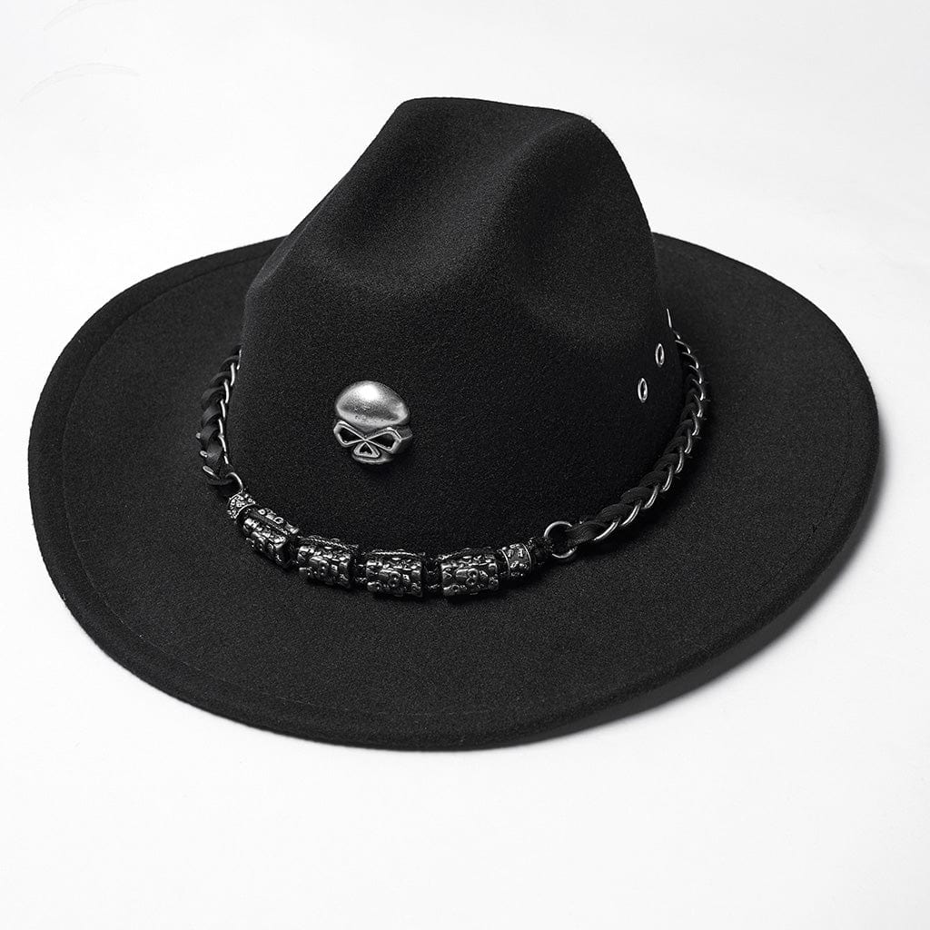 PUNK RAVE Men's Punk Skull Eyelet Hat