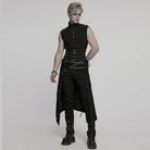 PUNK RAVE Men's Punk Skull Mesh Splice Lace-up Girdle