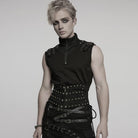 PUNK RAVE Men's Punk Skull Mesh Splice Lace-up Girdle