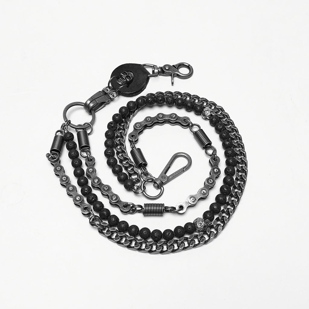 PUNK RAVE Men's Punk Skull Multi-layered Pants Chain