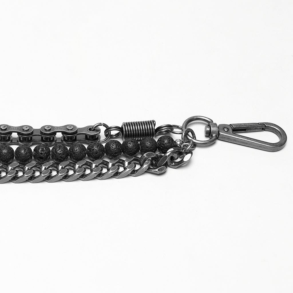 PUNK RAVE Men's Punk Skull Multi-layered Pants Chain