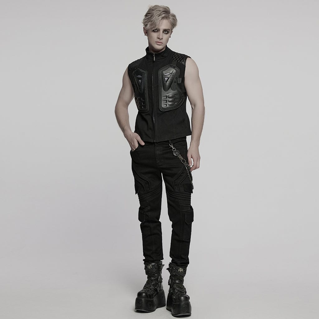 PUNK RAVE Men's Punk Skull Multi-layered Pants Chain