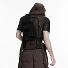 PUNK RAVE Men's Punk Skull Rivets Chained Backpack Black