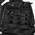 PUNK RAVE Men's Punk Skull Rivets Chained Backpack Black