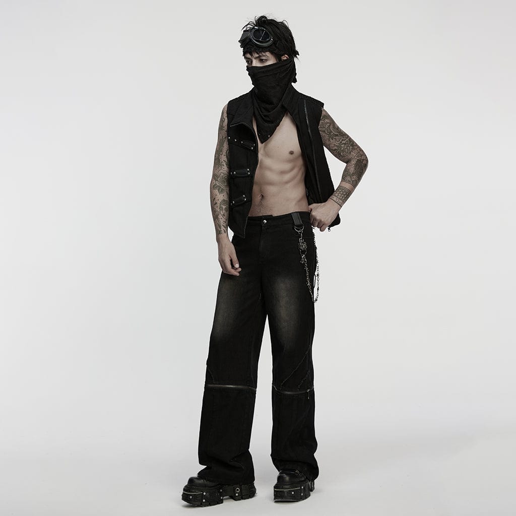 PUNK RAVE Men's Punk Spider Barbed Chain Keychain