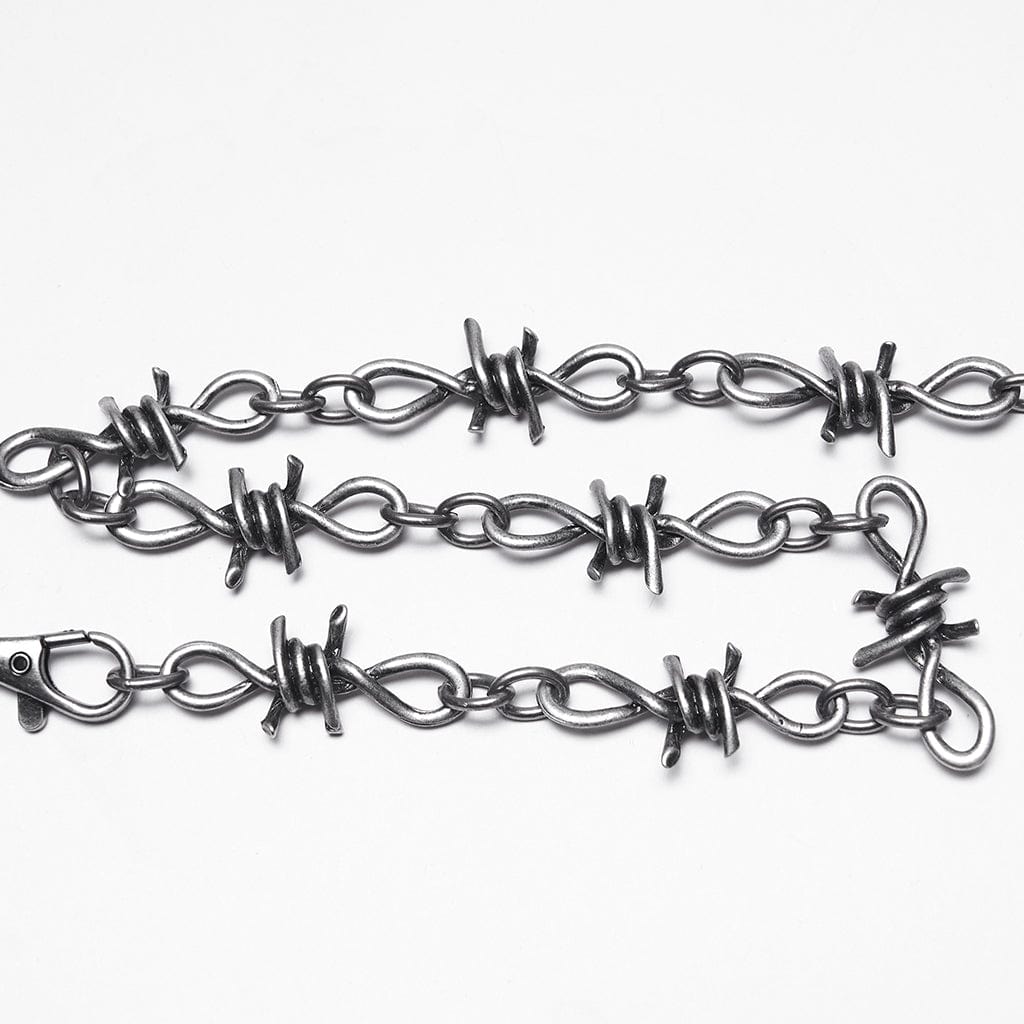 PUNK RAVE Men's Punk Spider Barbed Chain Keychain