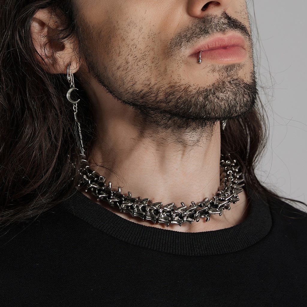 PUNK RAVE Men's Punk Spine Magnetic Buckle Choker