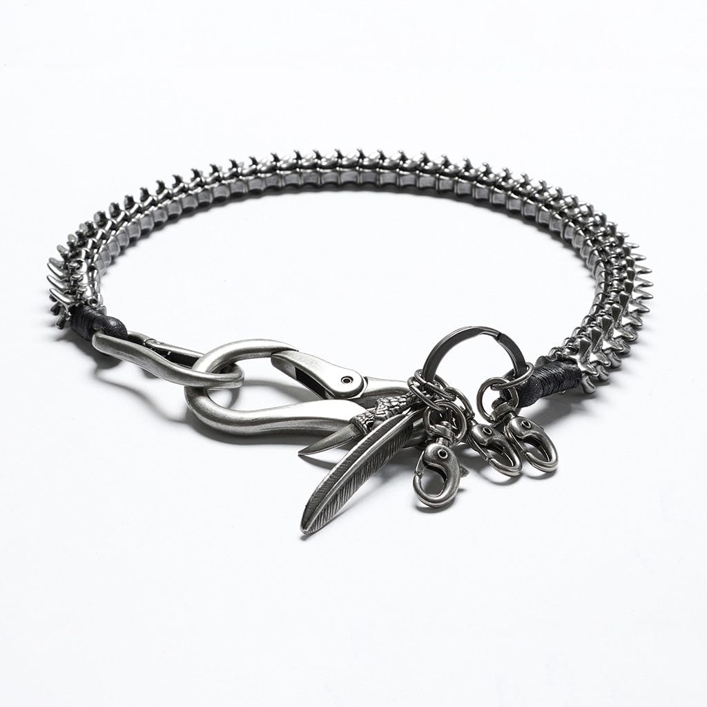 PUNK RAVE Men's Punk Spine Pendant Waist Chain