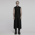 PUNK RAVE Men's Punk Stand Collar Cross Distressed Vest