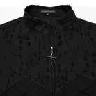 PUNK RAVE Men's Punk Stand Collar Cross Distressed Vest