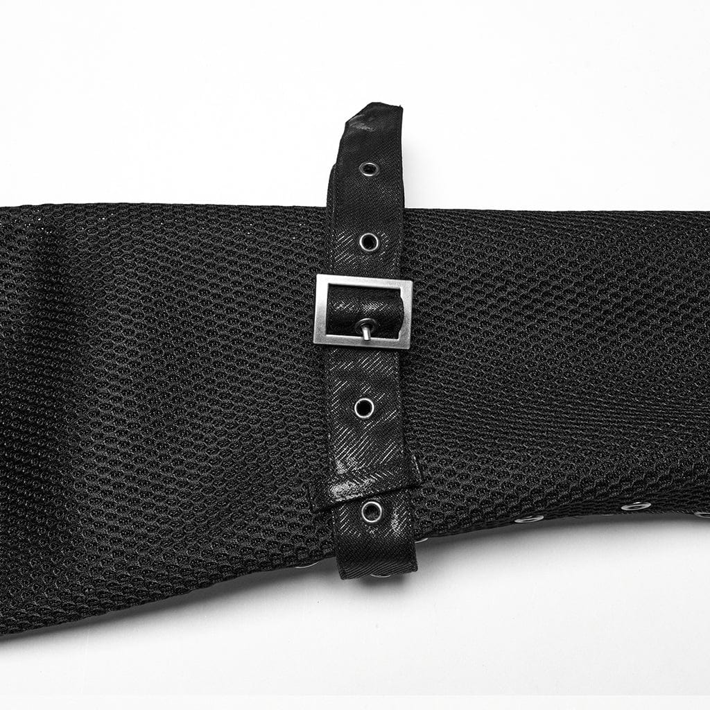 Mantella con occhielli, collo alto punk da uomo PUNK RAVE, con catena e spalline