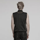 PUNK RAVE Men's Punk Stand Collar Mesh Splice Studded Vest