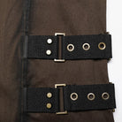 PUNK RAVE Men's Punk Stand Collar Strap Vest Coffee