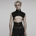 PUNK RAVE Men's Punk Stand Collar Studded Cape