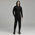 PUNK RAVE Men's Punk Strappy Mesh Splice Studded Shirt