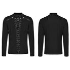 PUNK RAVE Men's Punk Strappy Mesh Splice Studded Shirt
