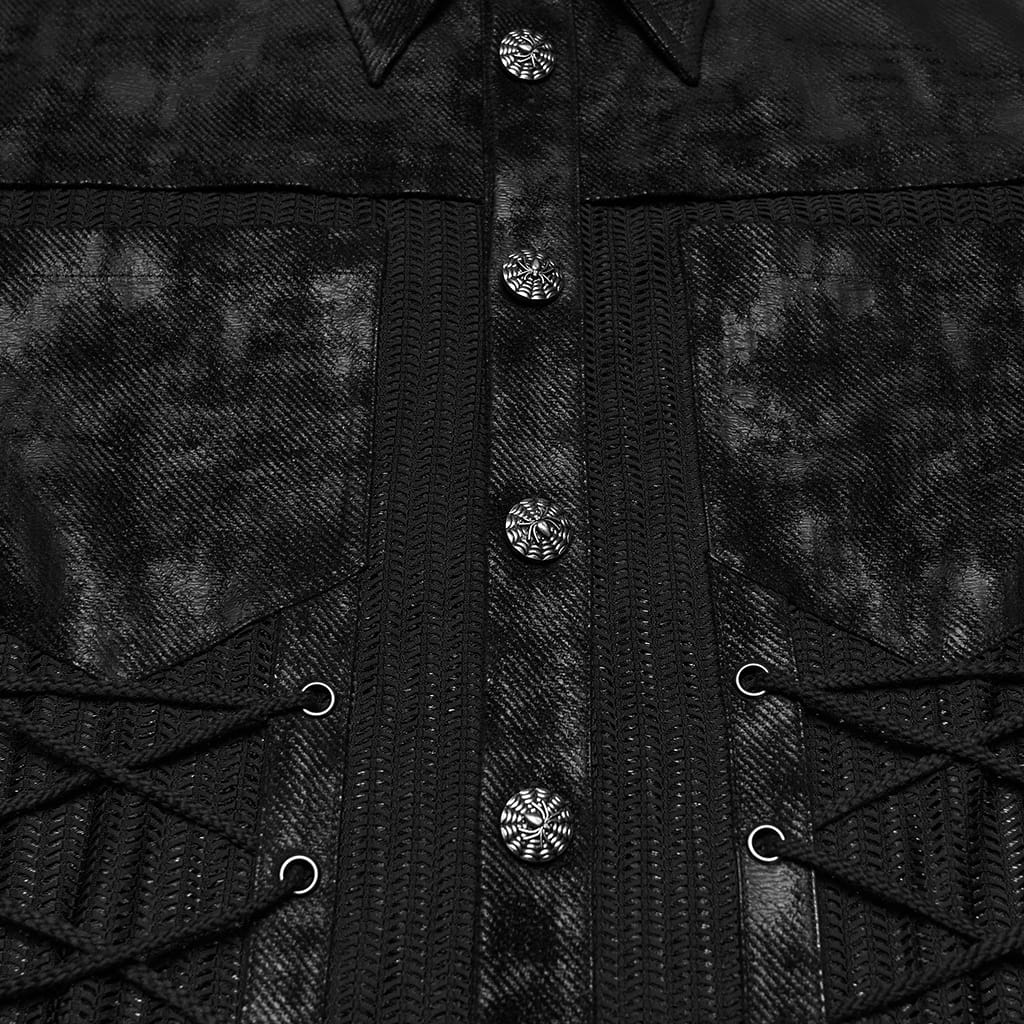 Camicia da uomo PUNK RAVE in rete con spalline e patchwork