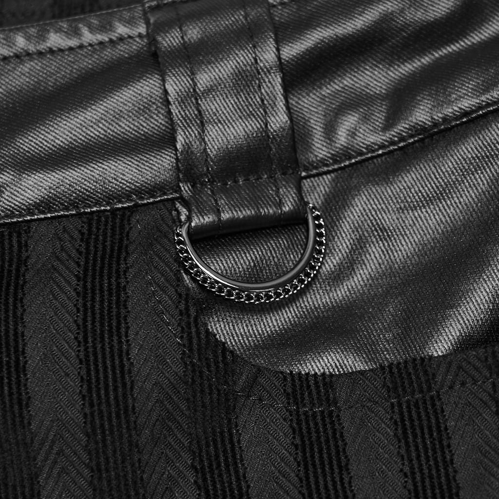PUNK RAVE Men's Punk Striped Patchwork Pants