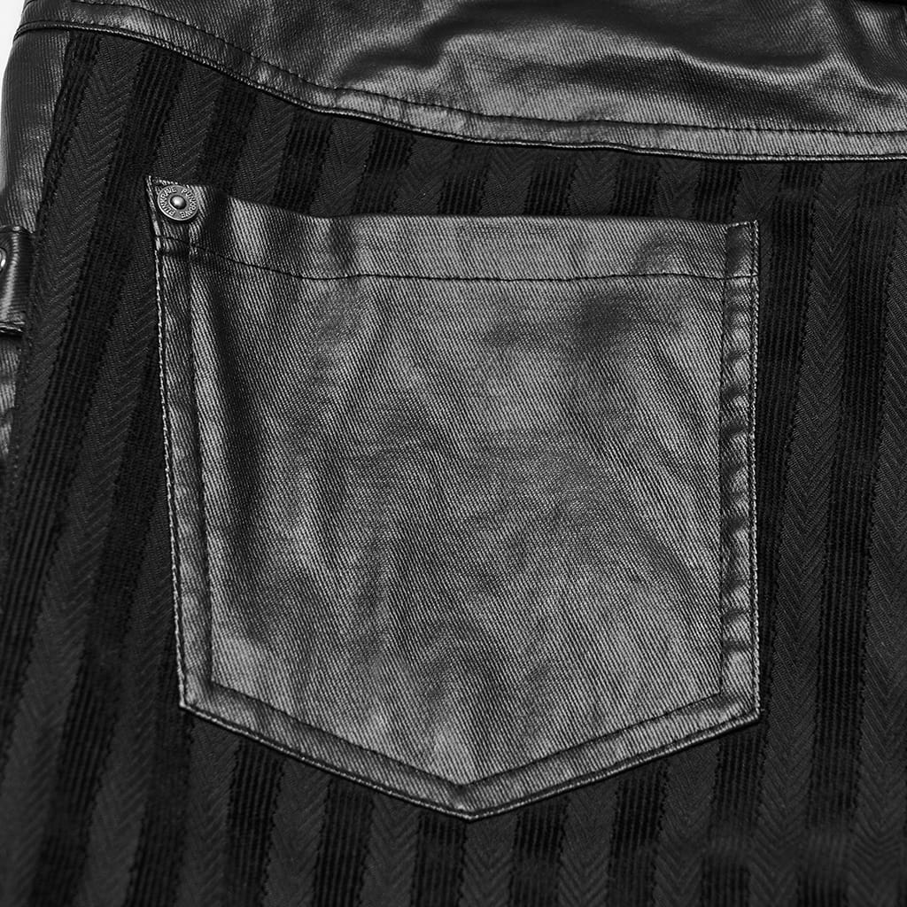 PUNK RAVE Men's Punk Striped Patchwork Pants
