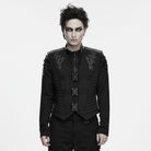 PUNK RAVE Men's Punk Studded Buckle Strap Pleated Vest