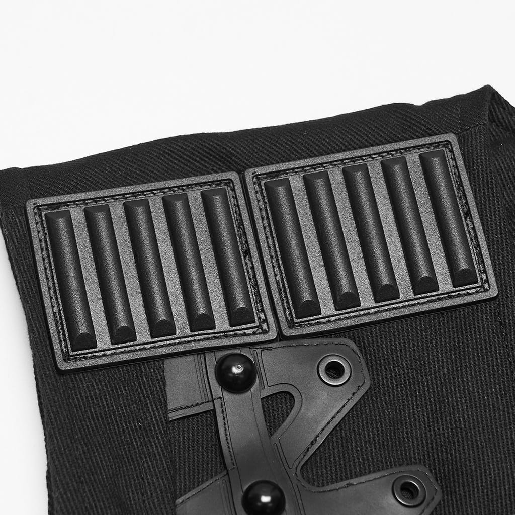 PUNK RAVE Men's Punk Studded Buckle Strap Pleated Vest