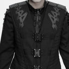 PUNK RAVE Men's Punk Studded Buckle Strap Pleated Vest