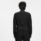 PUNK RAVE Men's Punk Studded Buckle Strap Pleated Vest