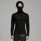 PUNK RAVE Men's Punk Studded Eyelet Shirt with Undetachable Mask