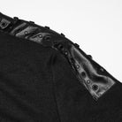 PUNK RAVE Men's Punk Studded Eyelet Zipper Mock Neck Long Sleeve Top