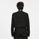 PUNK RAVE Men's Punk Studded Eyelet Zipper Mock Neck Long Sleeve Top