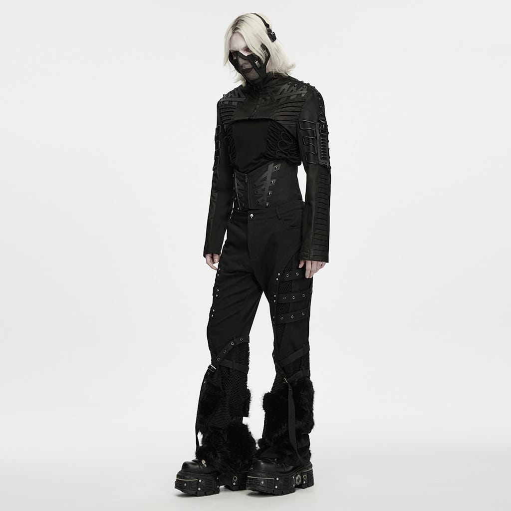 PUNK RAVE Men's Punk Studded Lace-up Zipper Girdle