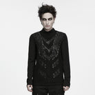 PUNK RAVE Men's Punk Studded Mock Neck Long Sleeve Top