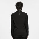 PUNK RAVE Men's Punk Studded Mock Neck Long Sleeve Top