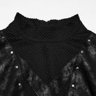 PUNK RAVE Men's Punk Studded Mock Neck Long Sleeve Top
