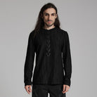 PUNK RAVE Men's Punk Triangle Buckle Shirt