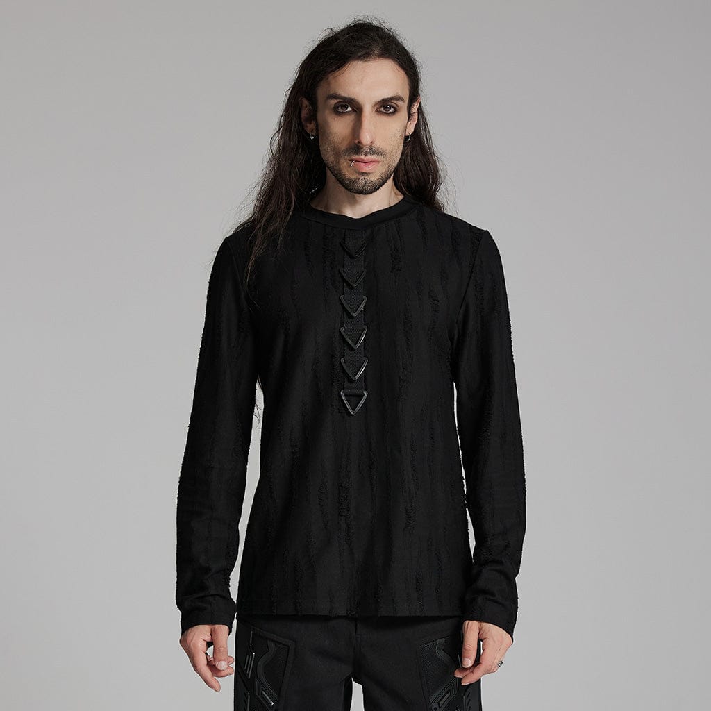 PUNK RAVE Men's Punk Triangle Buckle Shirt