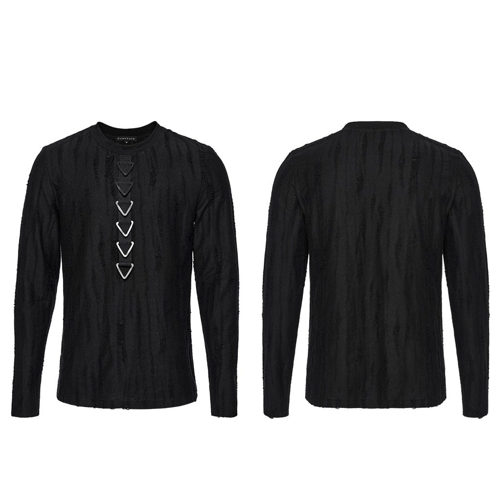 PUNK RAVE Men's Punk Triangle Buckle Shirt