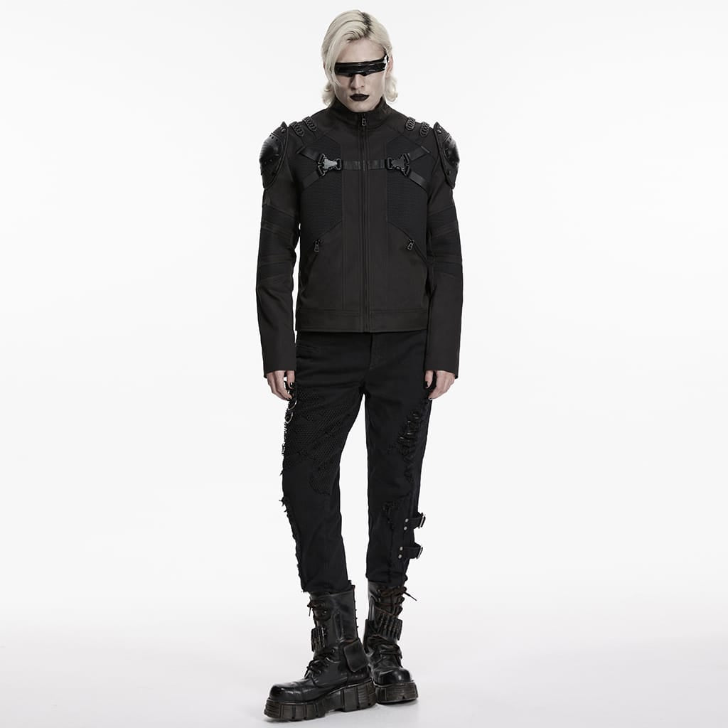 PUNK RAVE - Giacca da uomo punk con zip e collo alto
