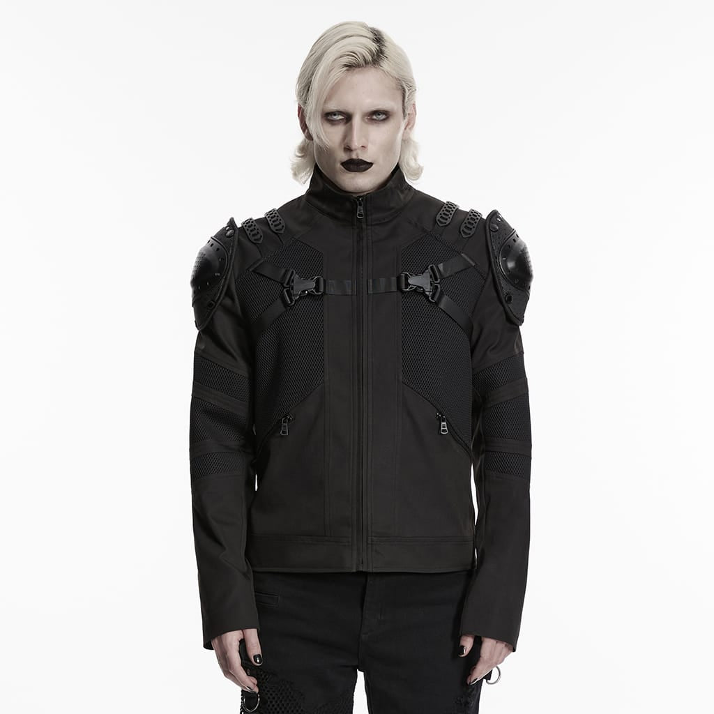 PUNK RAVE - Giacca da uomo punk con zip e collo alto