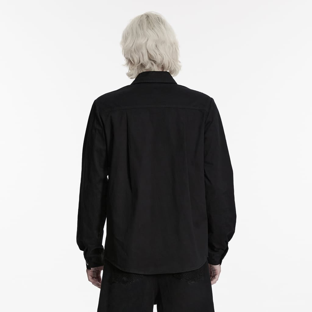 PUNK RAVE Men's Punk Zips Turn-down Collar Long Sleeved Shirt