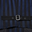 PUNK RAVE Men's Steampunk Striped Buckle Waistcoat Blue