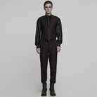 PUNK RAVE Men's Steampunk Striped Buckle Waistcoat Red