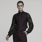 PUNK RAVE Men's Steampunk Striped Buckle Waistcoat Red