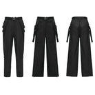 PUNK RAVE Men's Techwear Buckle Strap Zipper Wide Leg Pants